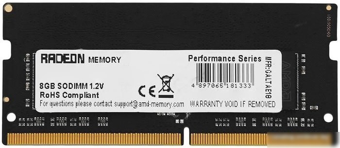 Оперативная память AMD Radeon R9 Gamer Series 8GB DDR4 SODIMM PC4-25600 R948G3206S2S-U Оперативная память AMD Radeon R9 Gamer Series 8GB DDR4 SODIMM PC4-25600 R948G3206S2S-U