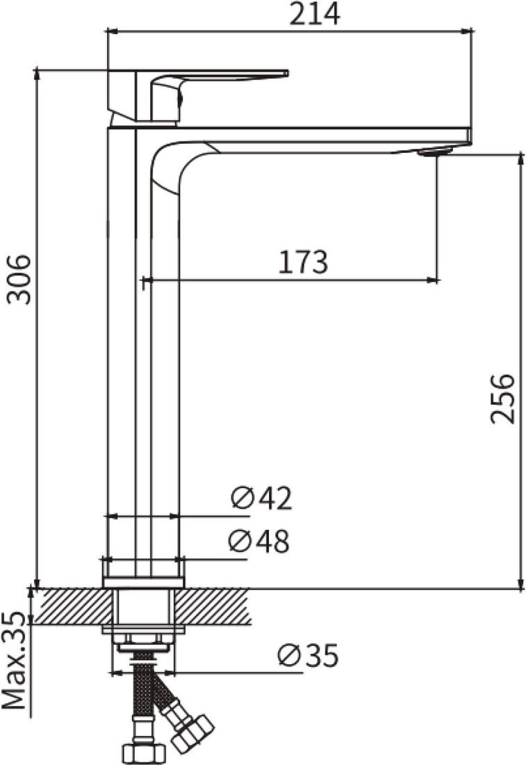 Умывальник Lauter 21487-50 + Reef 21CK8678C с сифоном 21635CH (хром)