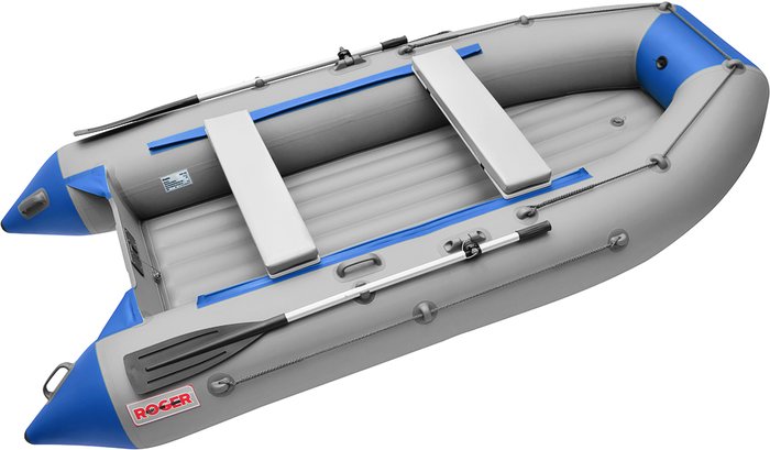 Моторно-гребная лодка Roger Boat Trofey 3100 (без киля, серый/синий)