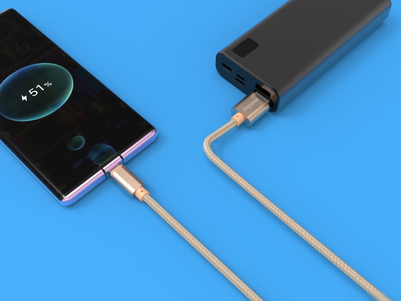 Кабель SmartBuy S02 USB-Type-A - Lightning (1 м, золотистый)