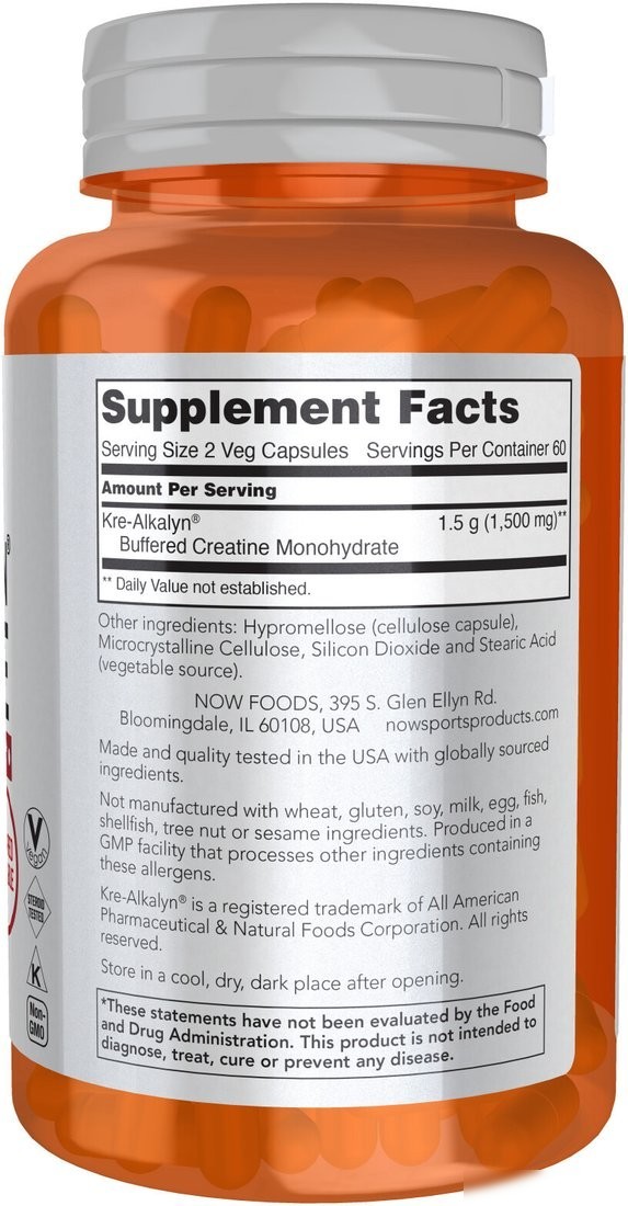 Креалкалин Now Foods Kre-Alkalyn Creatine (120 капсул)