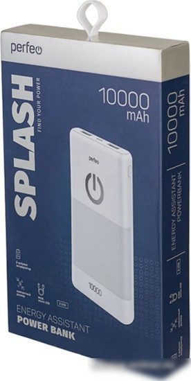 Внешний аккумулятор Perfeo Splash 10000mAh (белый)