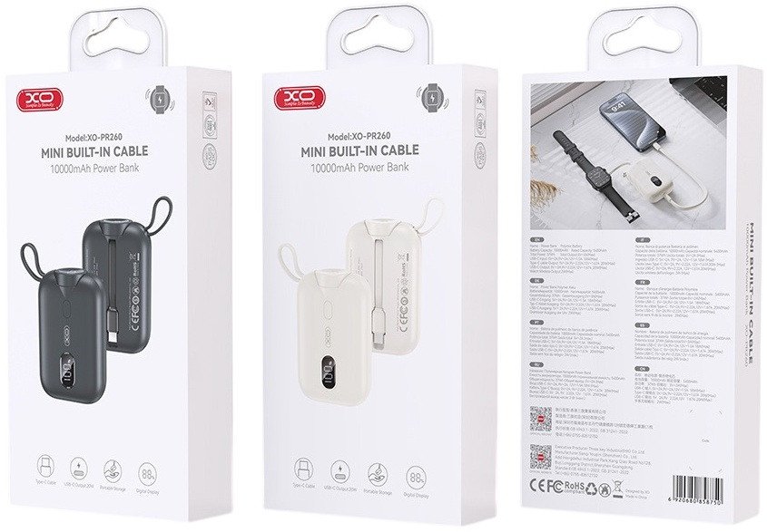 Внешний аккумулятор XO PR260 10000mAh (бежевый)