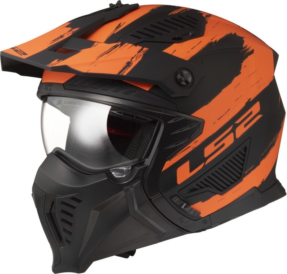 Мотошлем LS2 OF606 Drifter Mud (XL, черный/оранжевый матовый)