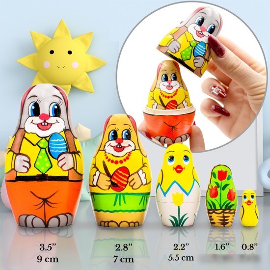 Развивающая игра Брестская Матрешка Пасхальные зайцы (набор 5 шт)