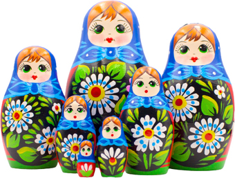 Развивающая игра Брестская Матрешка В сарафане с расписанными вручную герберами (набор 7 шт)