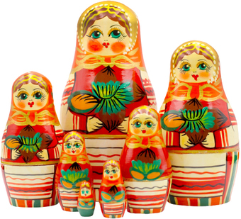 Развивающая игра Брестская Матрешка В оранжевом платье с лесными орехами (набор 7 шт)