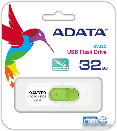 USB Flash A-Data UV320 32GB (белый/зеленый)