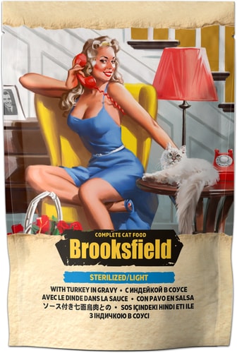 Консервированный корм для кошек Brooksfield Light/Sterilized индейка в соусе 85 г