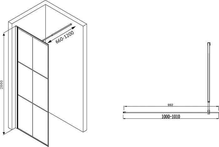 Душевая стенка Abber Immer Offen AG62100B