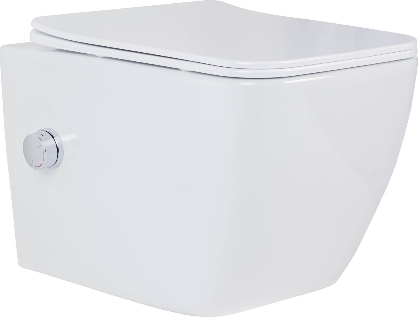 Унитаз подвесной Roxen Cube Tornado Bidet в комплекте с инсталляцией StounFix Dual Fresh 6 в 1 868630 (кнопка: брашированное золото матовая)