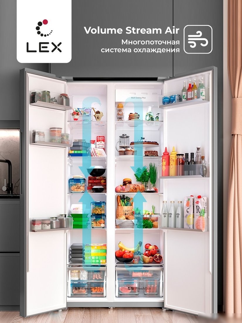 Холодильник side by side LEX LSB530BLID wind