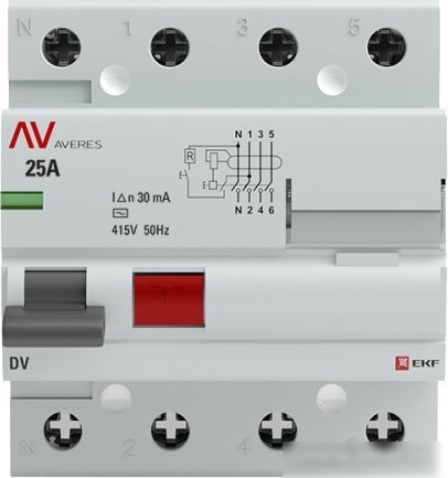Устройство защитного отключения EKF Averes rccb-4-25-30-ac-av