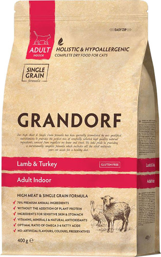 Сухой корм для кошек Grandorf Lamb&Turkey Adult Indoor (ягненок и индейка) 400 г
