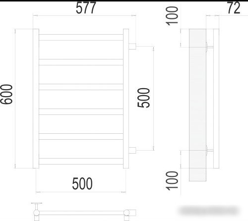 Полотенцесушитель TERMINUS Аврора П6 500x600 бп (матовое золото)