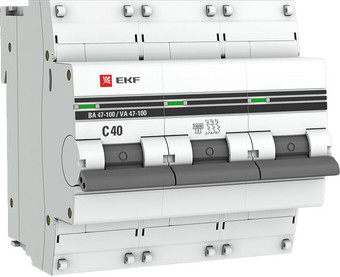 Выключатель автоматический EKF PROxima ВА 47-100 3P 40A (C) 10kA mcb47100-3-40C-pro