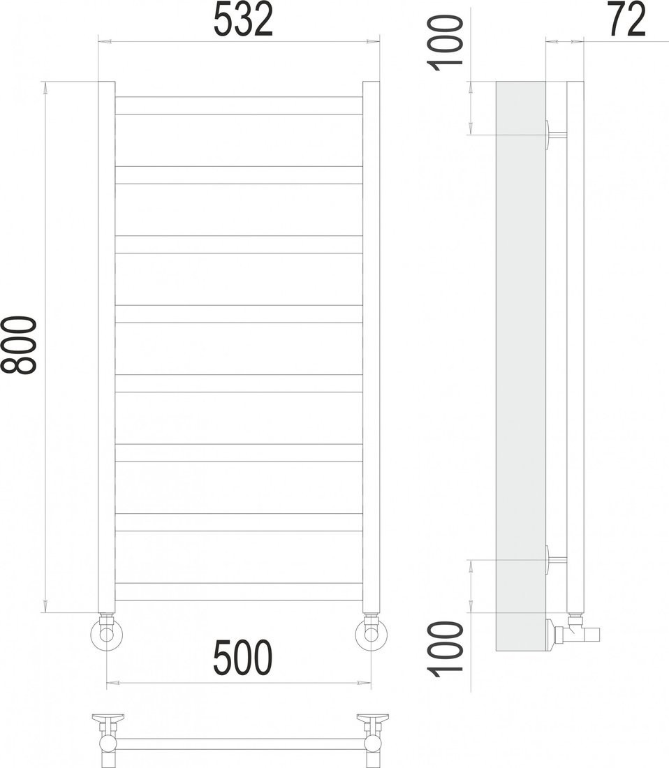 Полотенцесушитель TERMINUS Аврора П8 500x800 (оружейная сталь)