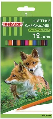 Набор цветных карандашей Пифагор Лесные Жители 181334 (12 шт)