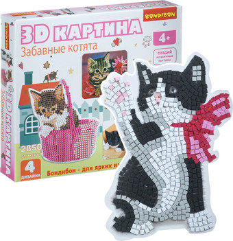 Набор для создания поделок/игрушек Bondibon 3D картина. Забавные котята ВВ4464