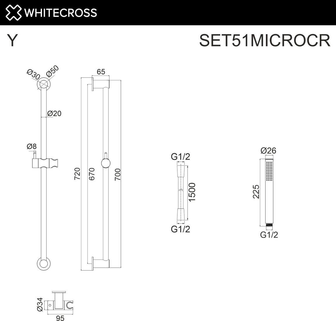 Душевой гарнитур Whitecross SET51MICROCR (хром)