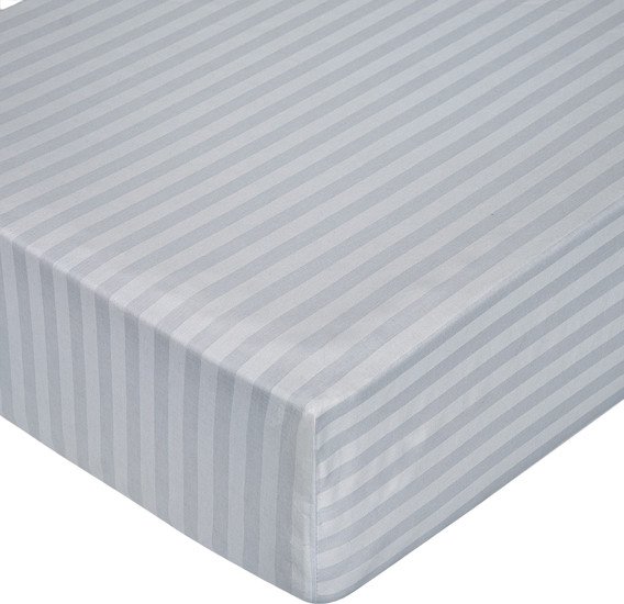 Постельное белье Milanika Темно-серая на резинке 160x200x20 (поплин-страйп)