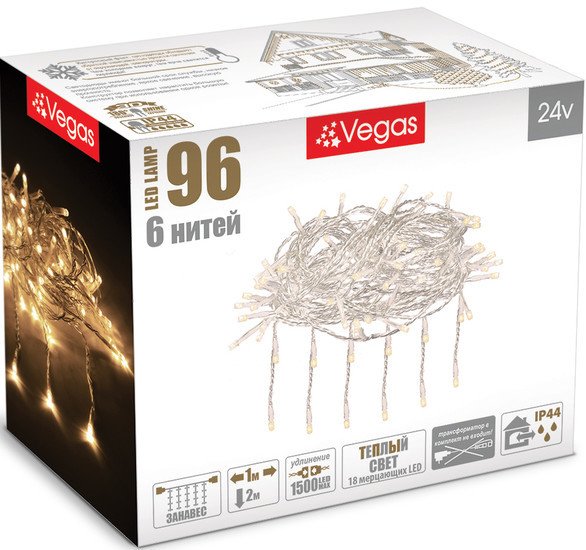 Световой дождь Vegas 55023 96 LED/18 flash (теплый белый)