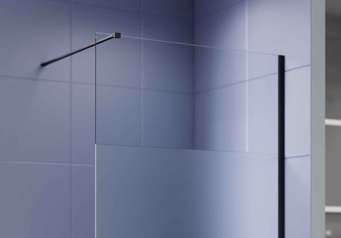Душевая стенка Aquatek Walk in с держателем 140x200 AQ.WI.140.3BL (черный/прозрачное стекло)