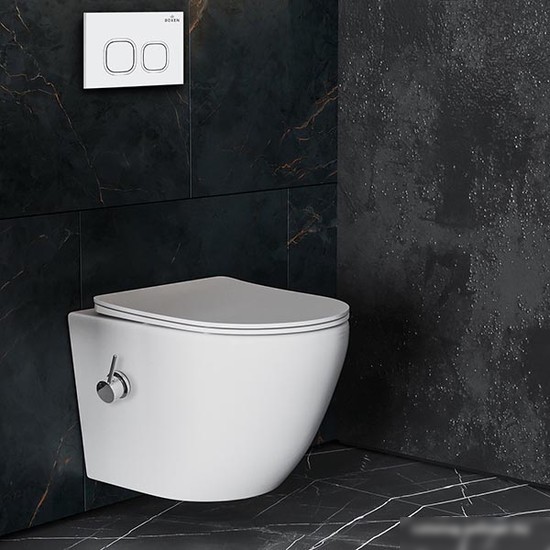 Унитаз подвесной Roxen Antares Bidet в комплекте с инсталляцией StounFix Slim 6 в 1 934445 (кнопка: белый глянец)