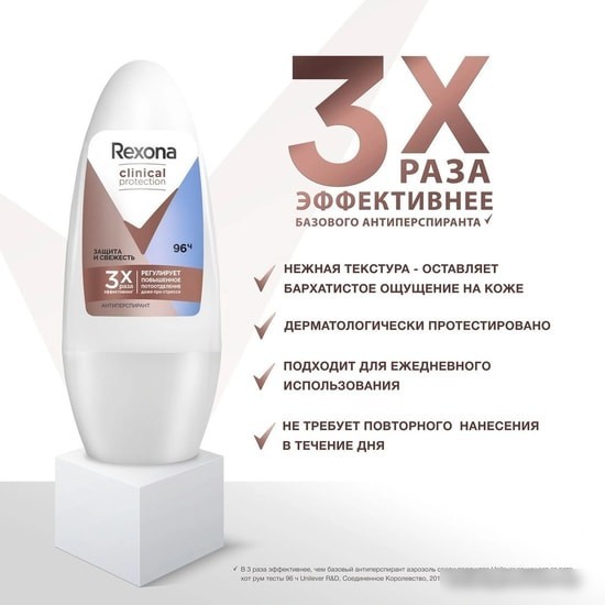 Rexona Clinical Protection защита и свежесть 50 мл