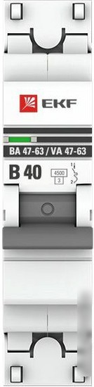 Выключатель автоматический EKF ВА 47-63 1Р 40А (B) PROxima mcb4763-1-40B-pro