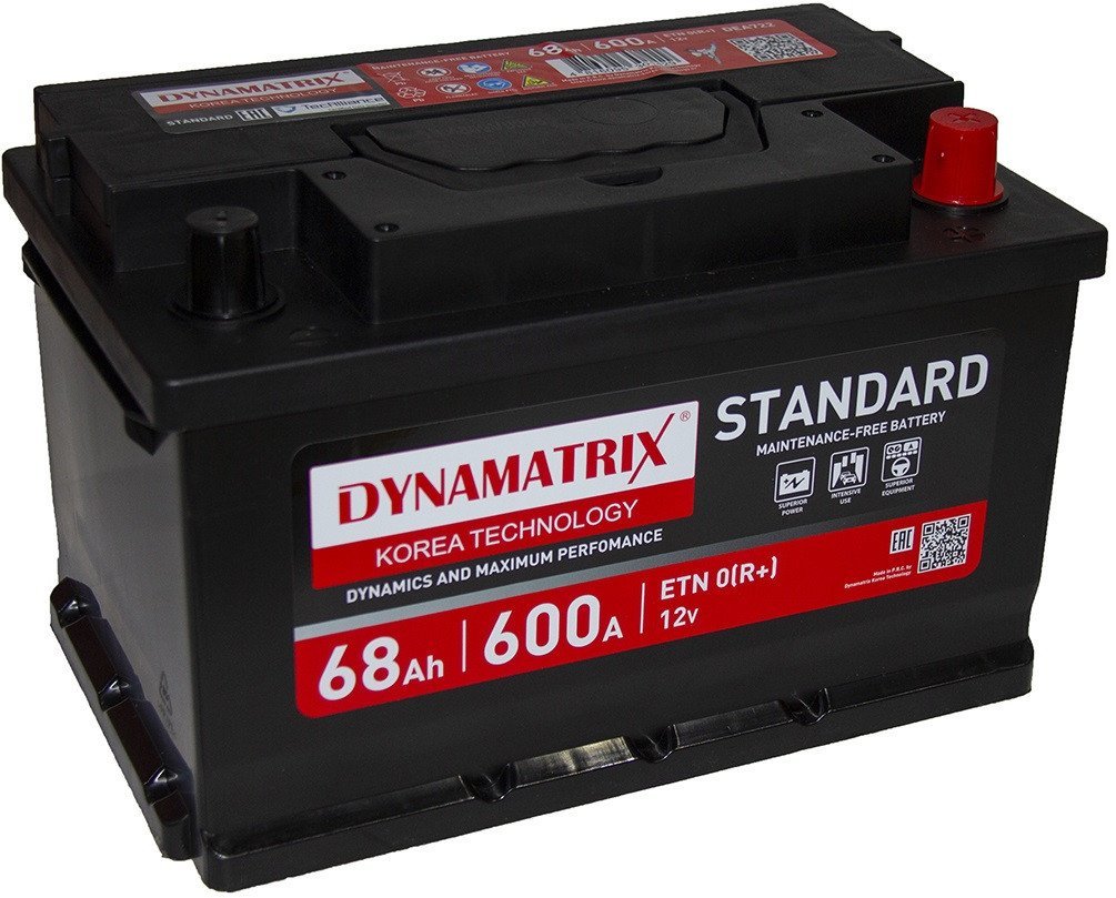 Автомобильный аккумулятор Dynamatrix Standard R+ 600A (68 А·ч)