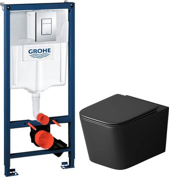 Унитаз подвесной Grossman GR-4404BMSQ + GROHE Rapid SL 38772001 (с кнопкой)