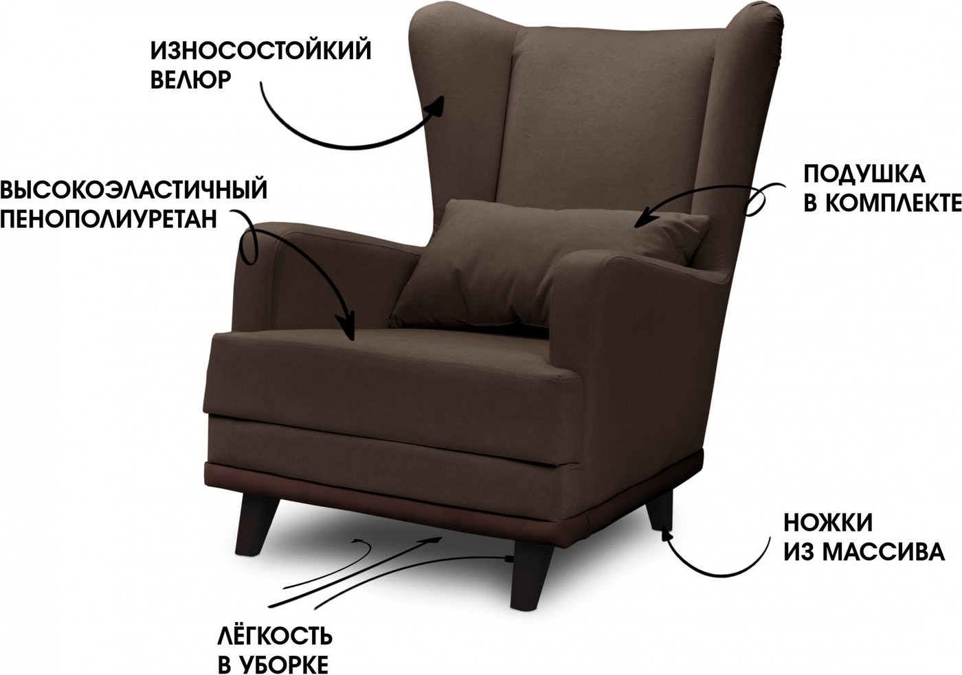 Интерьерное кресло Mio Tesoro Ритм (Velutto 23/шоколад)