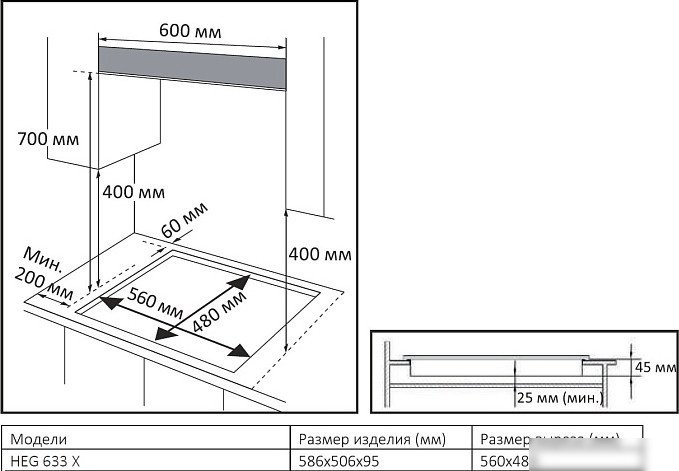 Варочная панель Evelux HEG 633 X