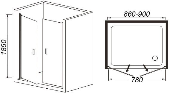 Душевая дверь WeltWasser WW600 600K2-90