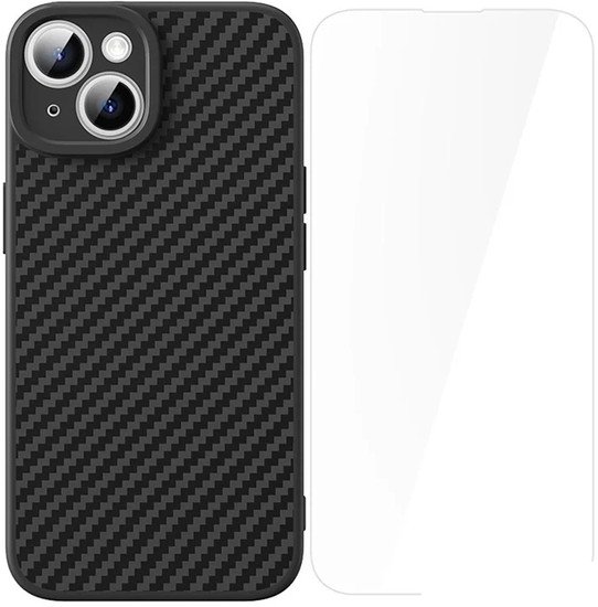 Чехол для телефона Baseus Synthetic Fiber Series для iPhone 15 Plus 660157942A (черный/прозрачный)