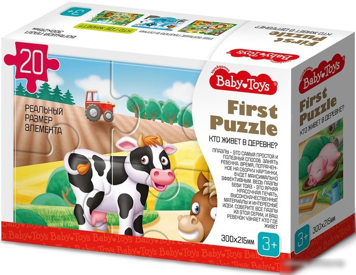 Мозаика/пазл Baby Toys First Puzzle. Кто живет в Деревне 04189
