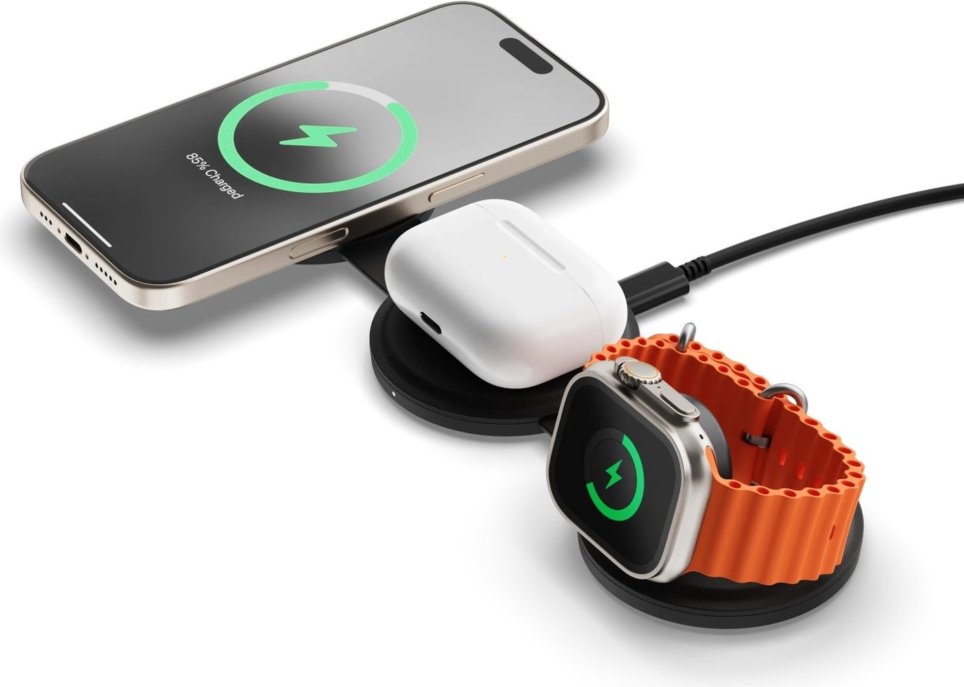 Беспроводное зарядное Satechi OntheGo 3-in-1 Charger ST-QTG31K (черный)