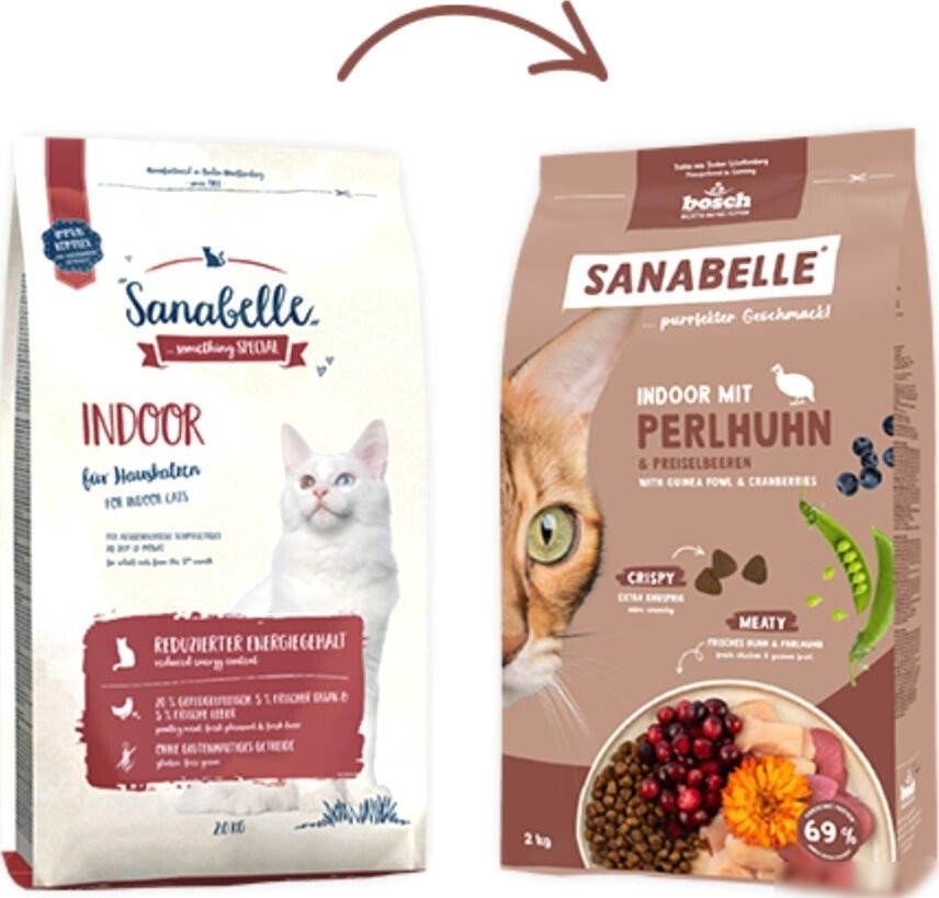 Сухой корм для кошек Bosch Sanabelle Indoor mit Perlhuhn & Preiselbeeren 2 кг