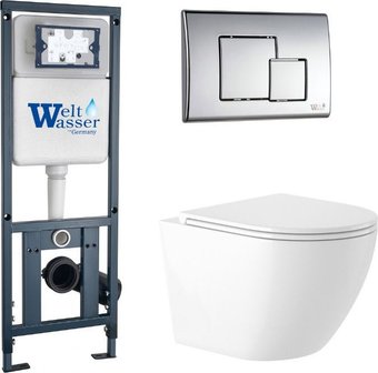 Унитаз подвесной Saniteco KW-9003W Rimles + WeltWasser Marberg 410 + Marberg 507 SE CR