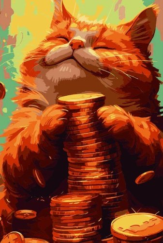 Картина по номерам Феникс+ Кот с деньгами 67922