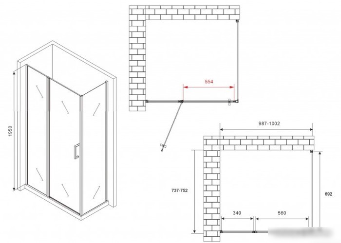 Душевой уголок Abber Sonnenstrand AG04100BS-S75B