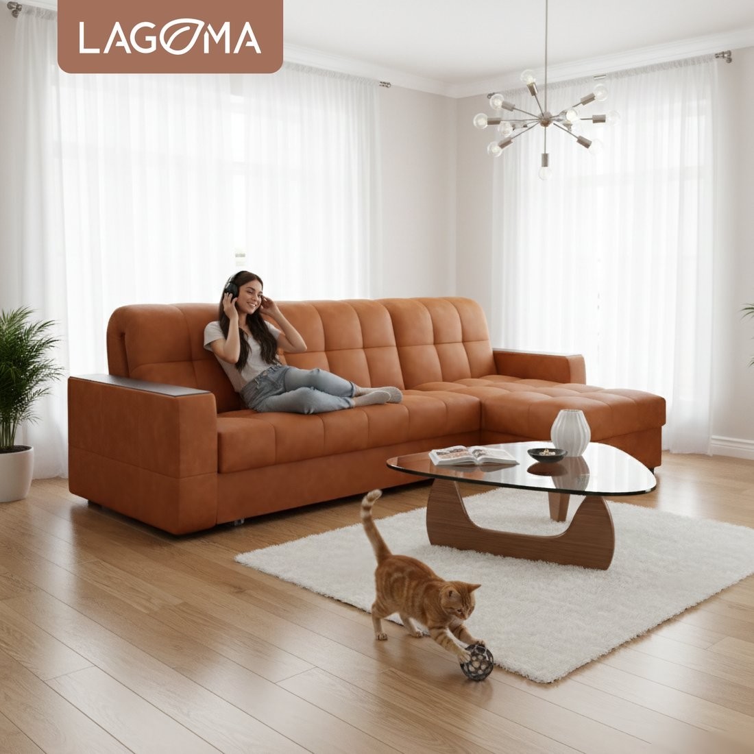Угловой диван Lagoma Кайо правый (Tango Terra)