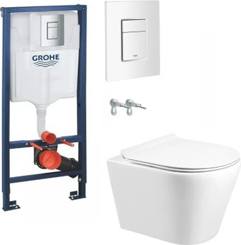 Унитаз подвесной Grado GD-W201T + GROHE Rapid Sl 38772SH0 (с кнопкой смыва)