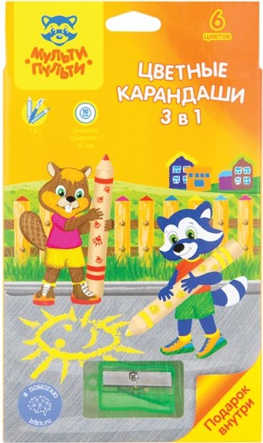 Набор акварельных карандашей Мульти-пульти Приключения Енота CP_16833 (6 цветов)