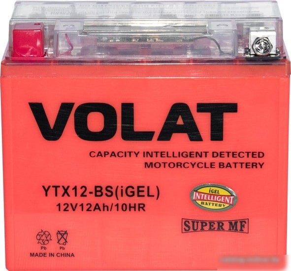 Мотоциклетный аккумулятор VOLAT YTX12-BS(iGEL) (12 А·ч)