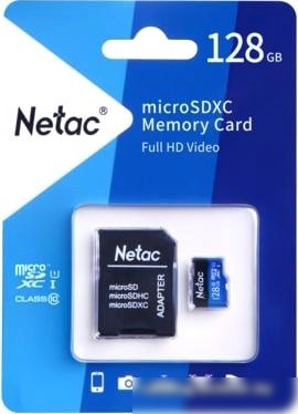Карта памяти Netac P500 Standard 128GB NT02P500STN-128G-R + адаптер