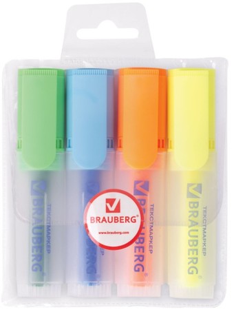 Текстовыделитель BRAUBERG Fluo 150403 (4 шт)