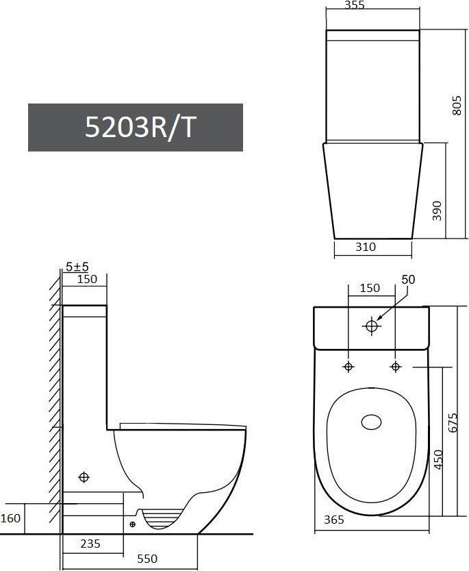 Унитаз напольный Grado GD-5203R Моно (с сиденьем)