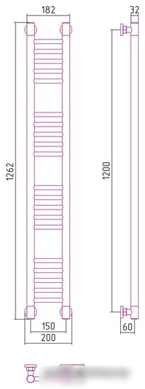 Полотенцесушитель Сунержа Богема+ прямая 1200х150 31-0220-1215